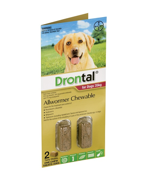 Drontal Chewable Worm Treatment For Dogs Over 35kg 2 Pack