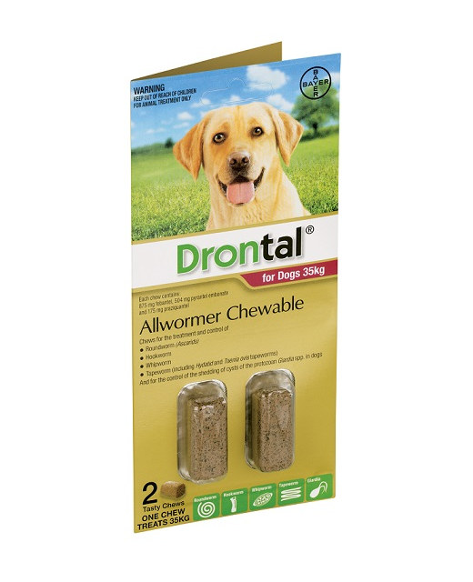 Drontal Chewable Worm Treatment For Dogs Over 35kg 2 Pack