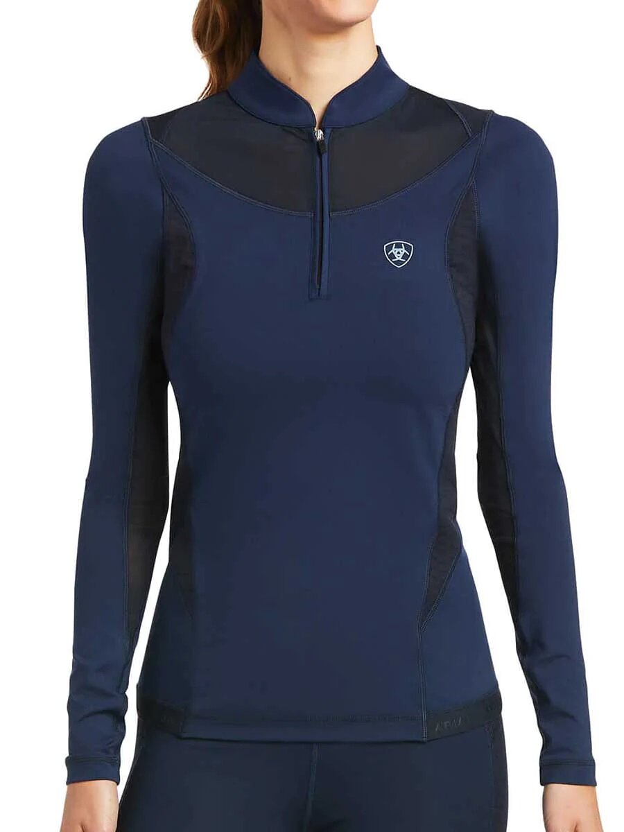 Chemise Ariat Ascent Crew – 1/4 Zip, Manches Courtes, Femme XS, Noire (occasion Très Bon état)